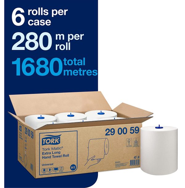 Tork Matic® Extra-Long Hand White Towel Rolls 290059 - Image 3