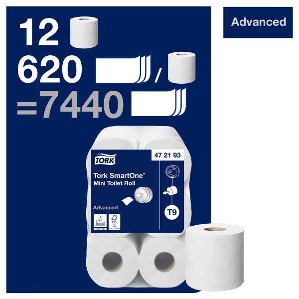 Tork SmartOne White Mini Toilet Roll 2Ply (PK of 12) - Image 2