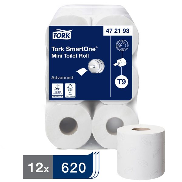 Tork SmartOne White Mini Toilet Roll 2Ply (PK of 12)