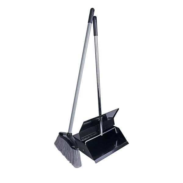 Lobby Black Dustpan with Brush